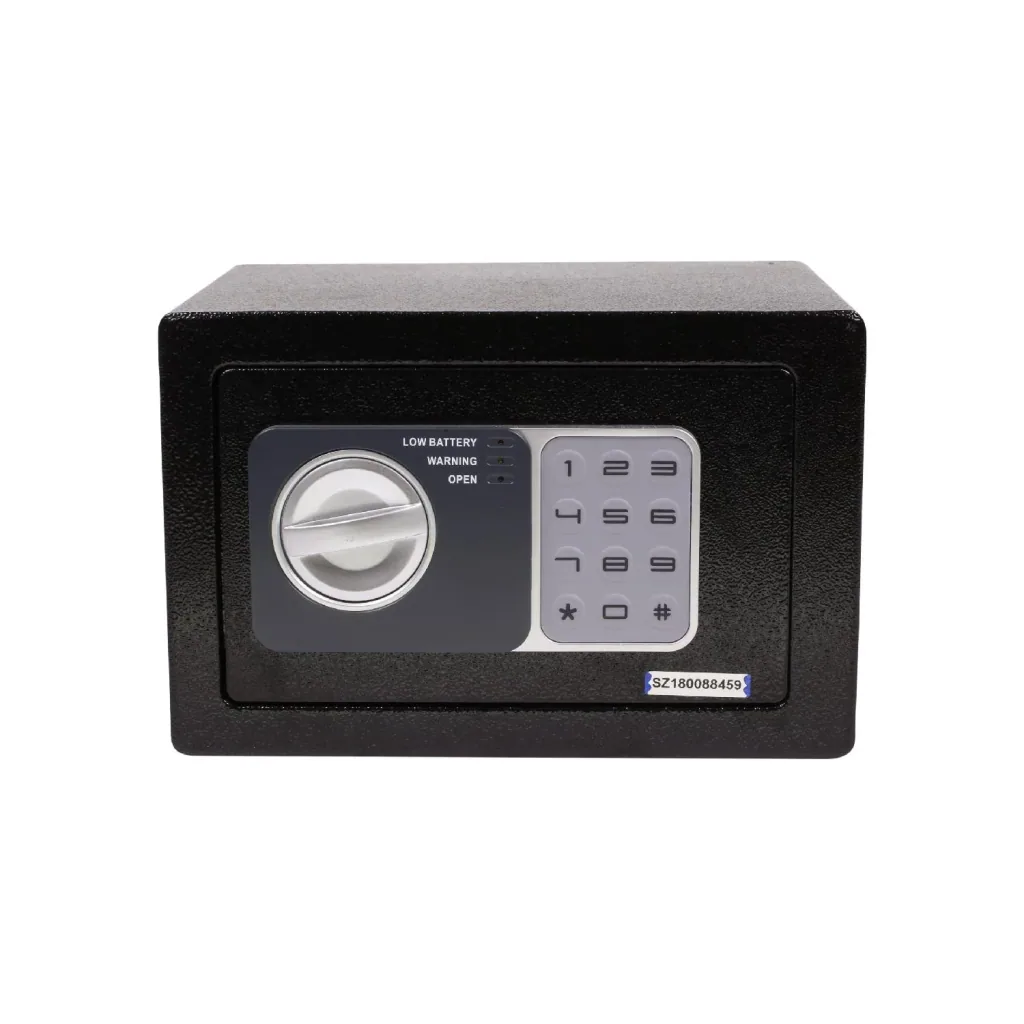 Safe with electronic combination lock and 3 LED displays