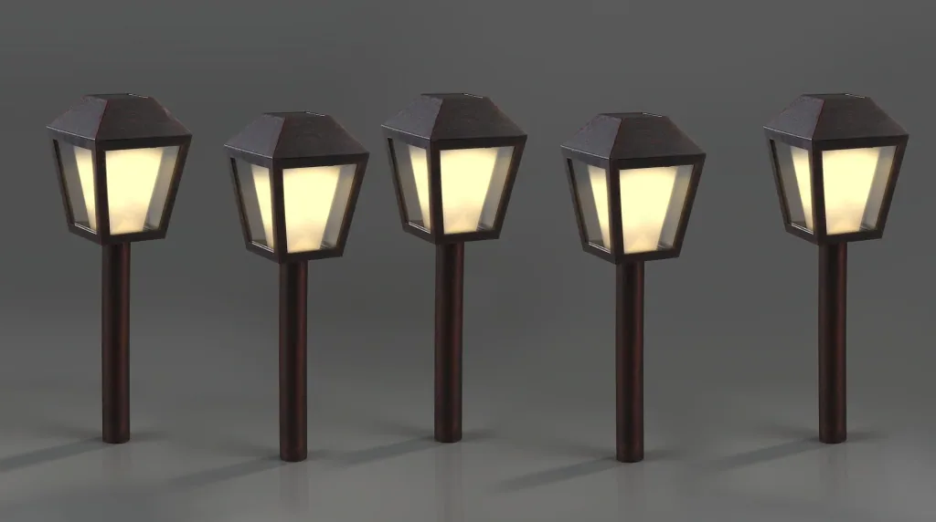 Solar lanterns in antique copper design, set of 5