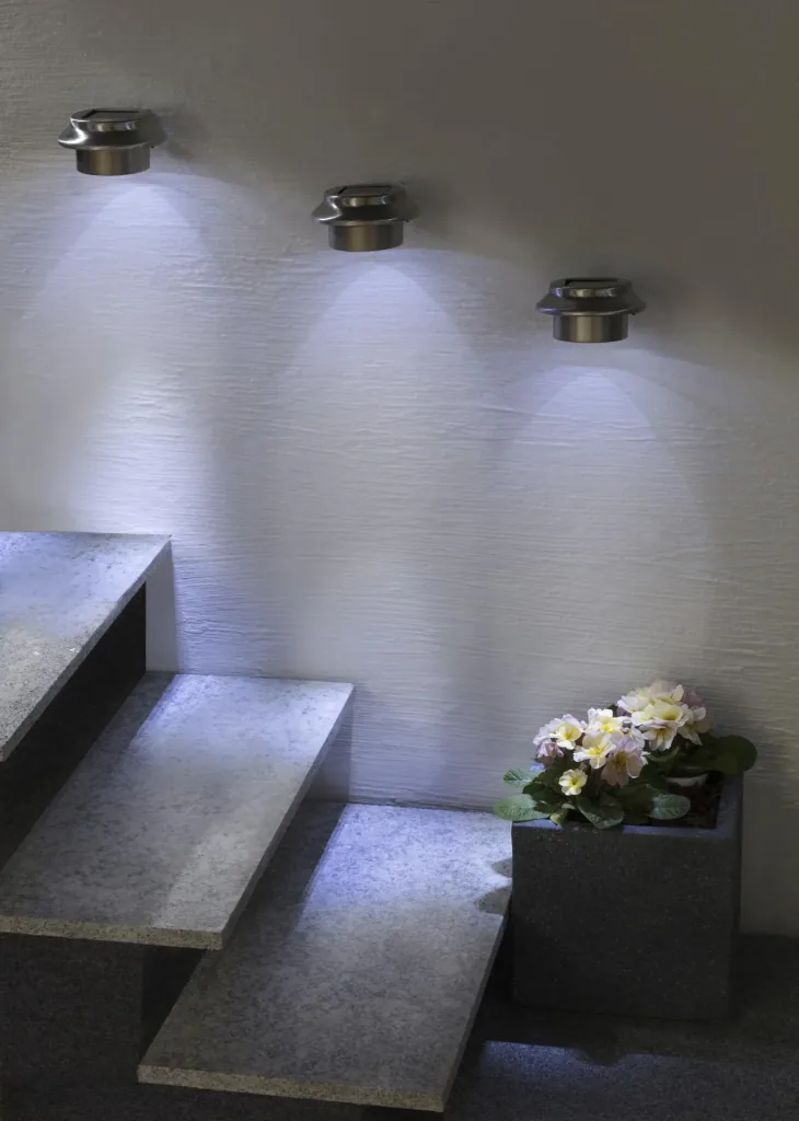Solar gutter lights made of stainless steel - set of 3