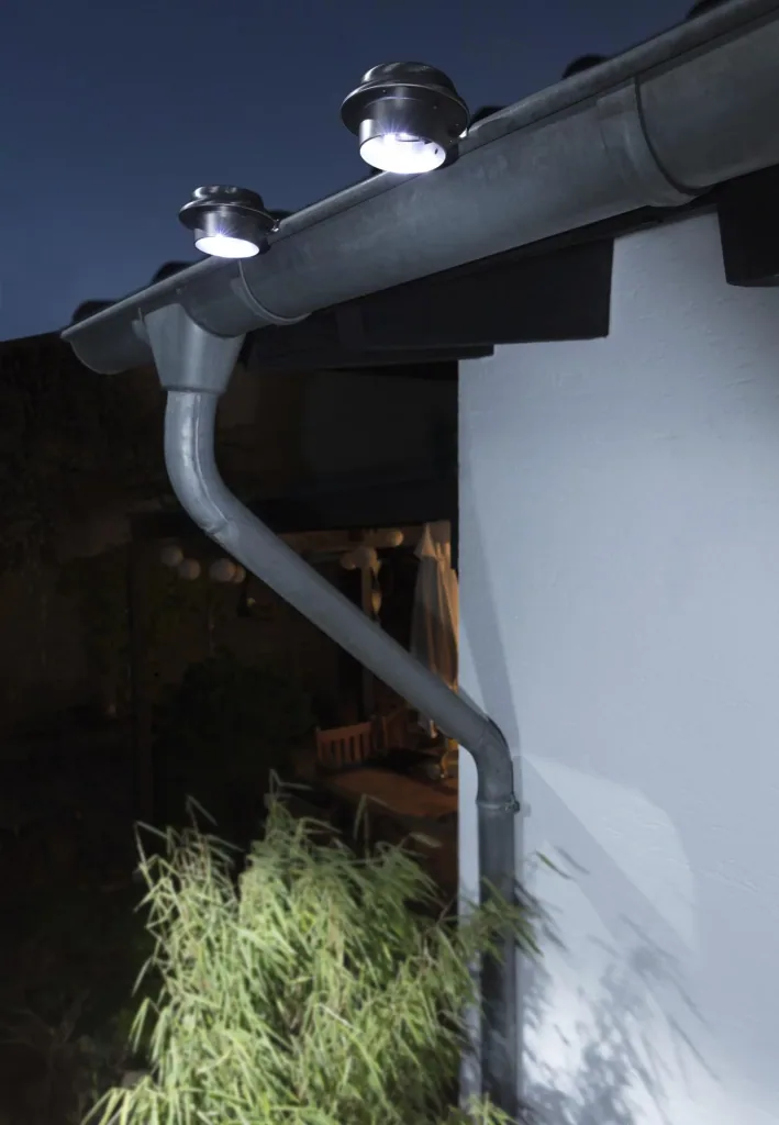 Solar gutter lights made of stainless steel - set of 3