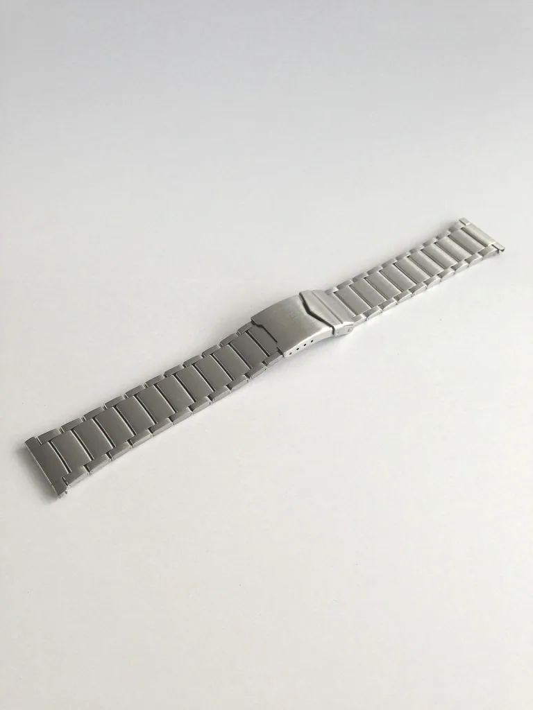 Watch strap stainless steel, sandblasted, matt, safety bar