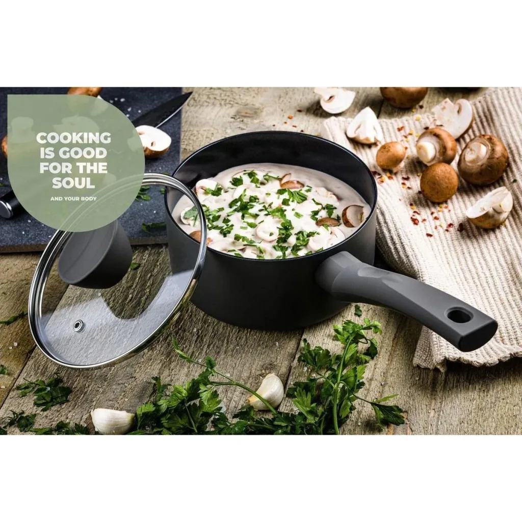 Cooking pot with lid - 18 cm - Black