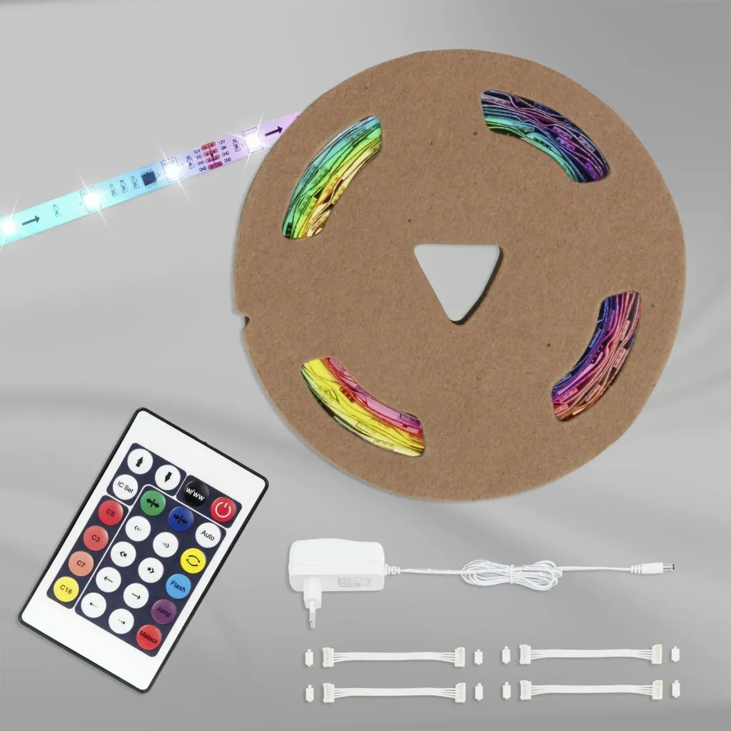 RGB LED flex strip digital, 5m, 150 RGB LEDs, 24 watts, remote control""