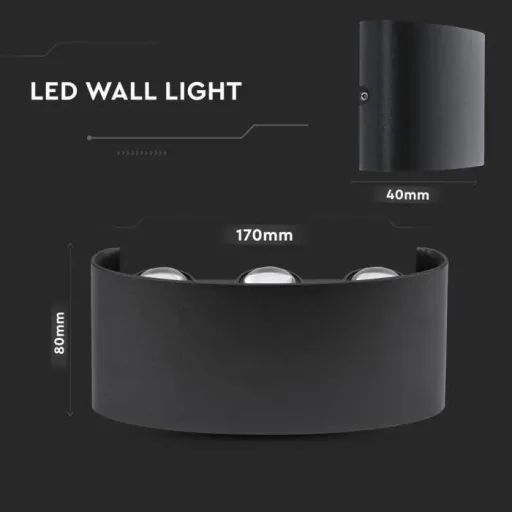 VT-846 LED wall light top / bottom - 5W - 630 Lm - 3000K - Black