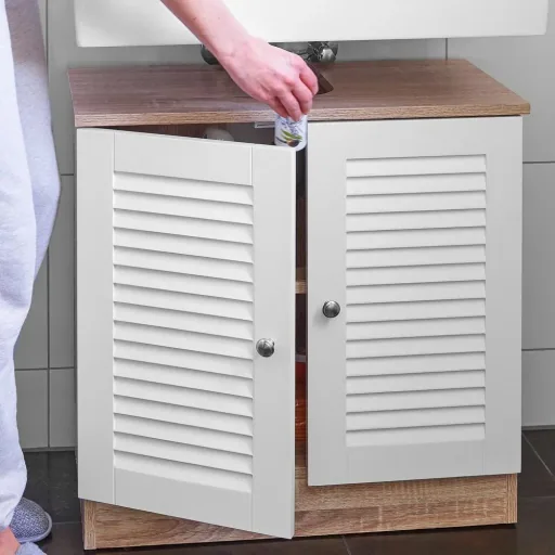 Vanity unit with recess 60 x 30 x 60cm white-brown