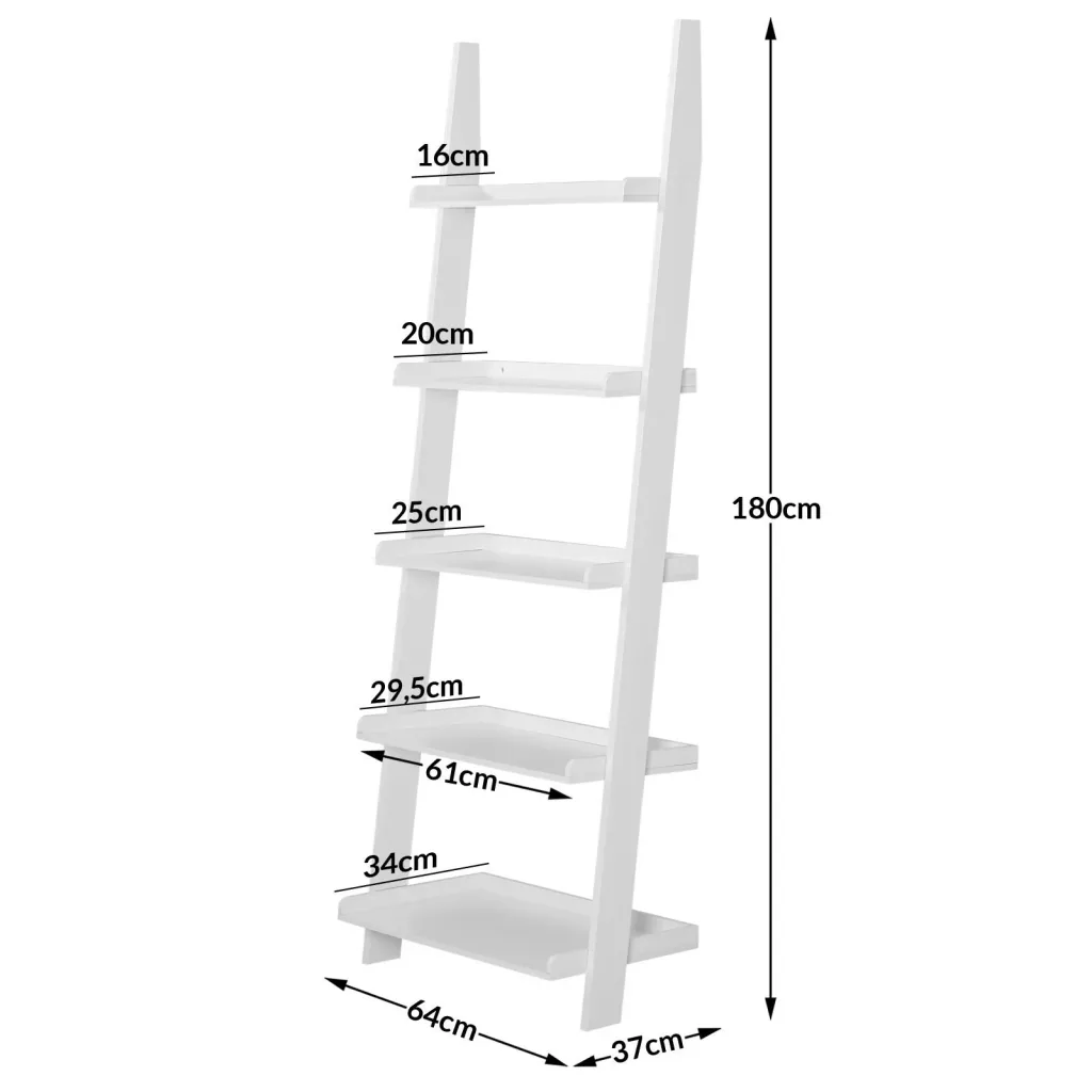 Ladder frame white with 5 levels 180cm