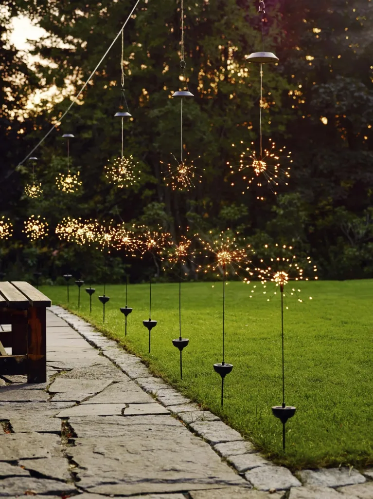 Solar dandelion with warm white LEDs