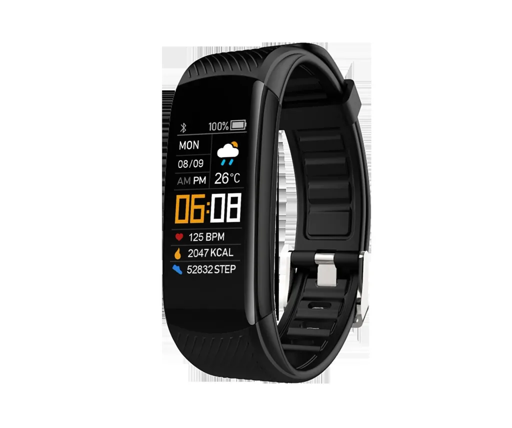 Fitness bracelet with heart rate monitor and blood pressure sensor