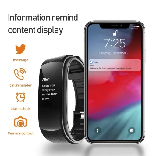 Fitness bracelet with heart rate monitor and blood pressure sensor