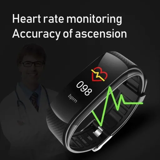 Fitness bracelet with heart rate monitor and blood pressure sensor