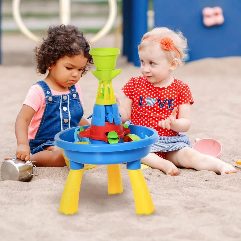Children's sandpit table with 21-piece accessories