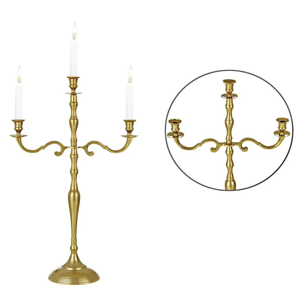 Candlestick gold shiny made of aluminum 60cm 5-armed