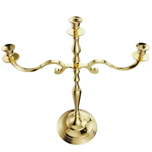 Candlestick gold shiny made of aluminum 60cm 5-armed