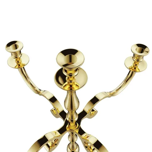 Candlestick gold shiny made of aluminum 60cm 5-armed