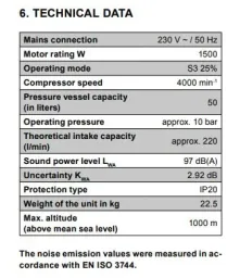 COMPRESSOR 50L HC51V 10BAR