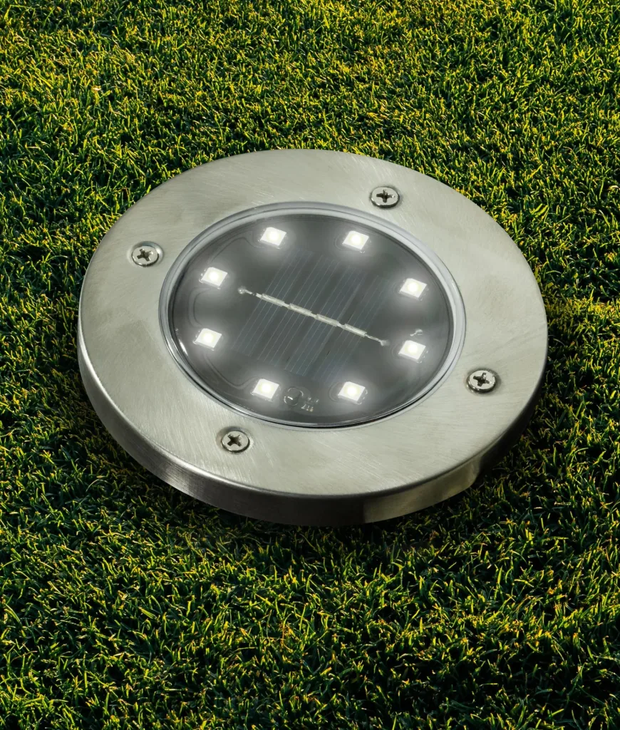 Solar stainless steel floor spotlights - set of 2