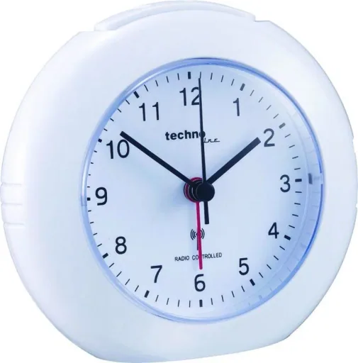 Analogue radio-controlled alarm clock WT 757, white