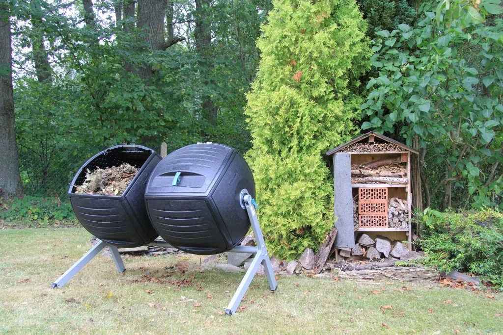 Composter Compost Twin 380 L 143.5×79.4×110.4 cm Black – 2 Chambers for Continuous Composting