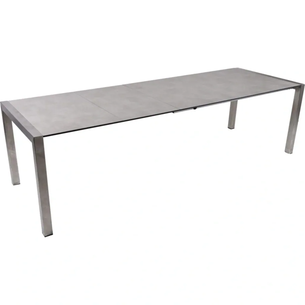 Extendable table SIENNA, stainless steel 304 / plastic HPL, grey