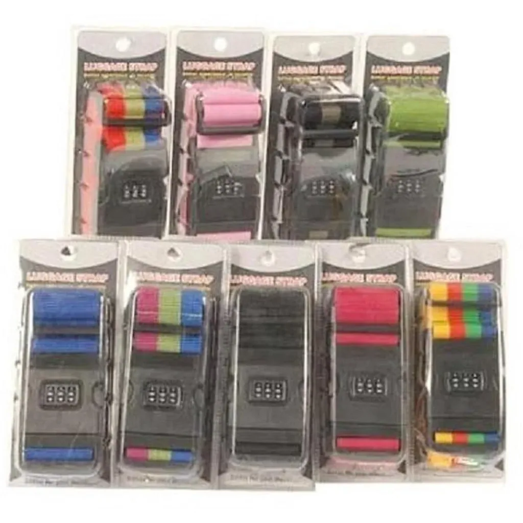 Edco Luggage Strap/ Luggage Strap/ Luggage Strap & Combination Lock - Green/Blue/Pink