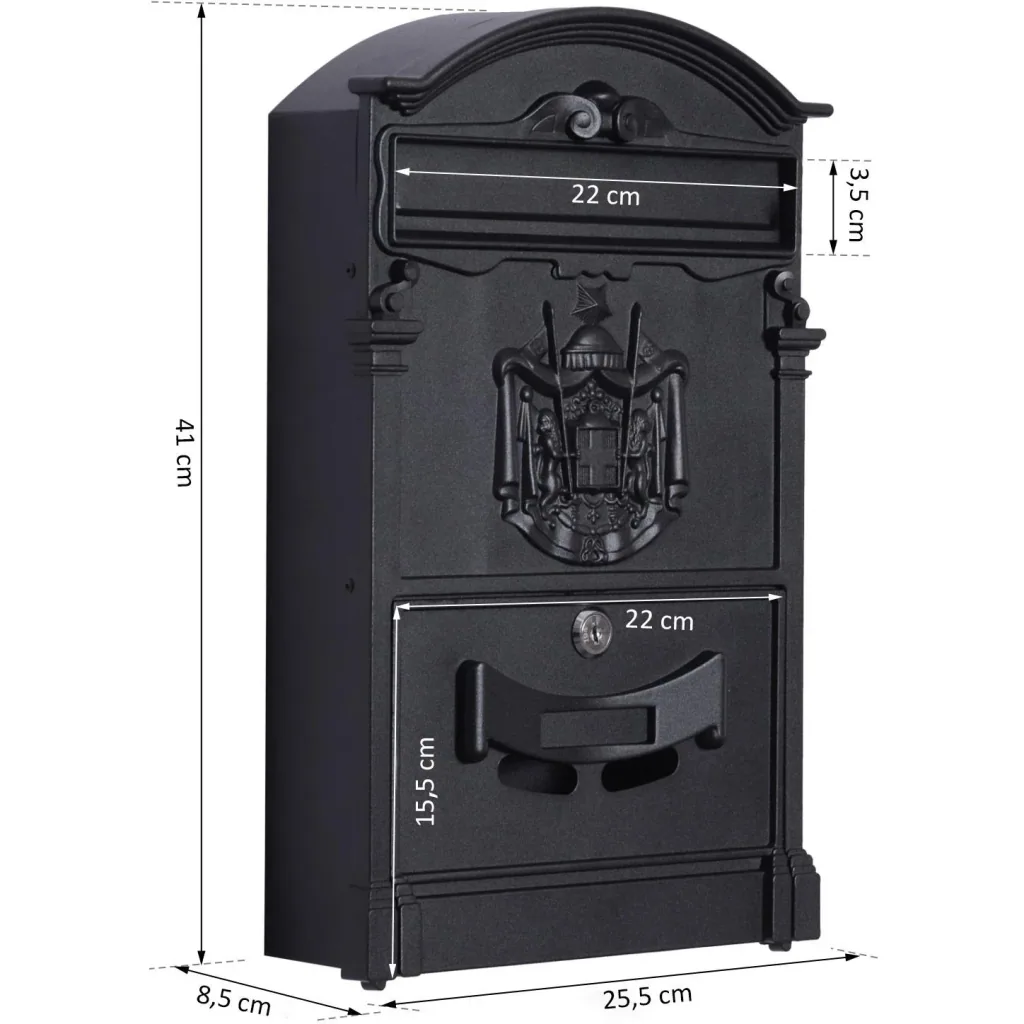 Mailbox wall-mounted mailbox lockable with protective flap including 2 keys