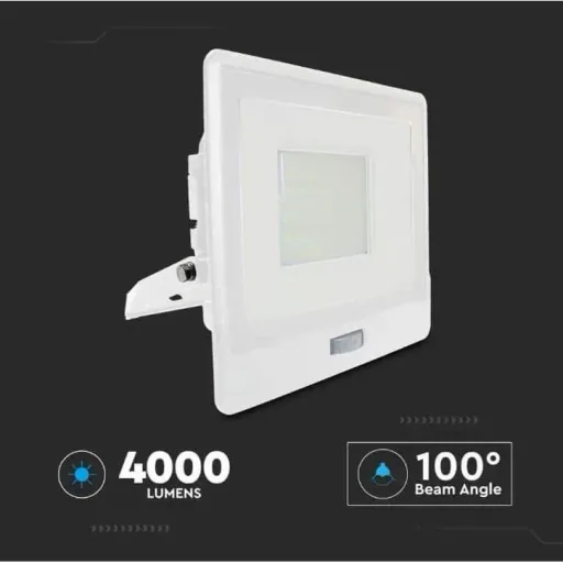 VT-158S LED Floodlight with Sensor - 50W - 4000 Lm - 6500K - White