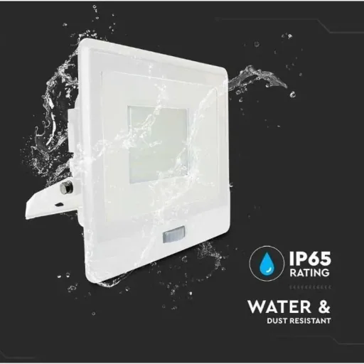 VT-158S LED Floodlight with Sensor - 50W - 4000 Lm - 6500K - White