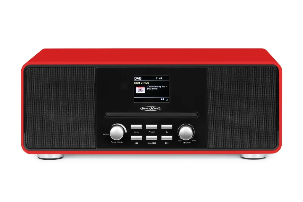 Design DAB+/UKW-Radio mit Bluetooth, CD, USB, AuxIn, Encoding, rot, HRA19DAB/RD