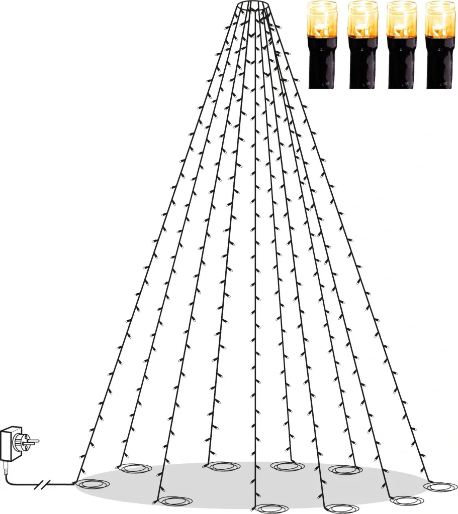 String lights with 360 LEDs for indoor and outdoor use