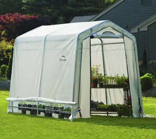 Greenhouse 4.32 m² White, 180×240 cm – Foil Greenhouse with Roll-Up Door & Ventilation, Weatherproof
