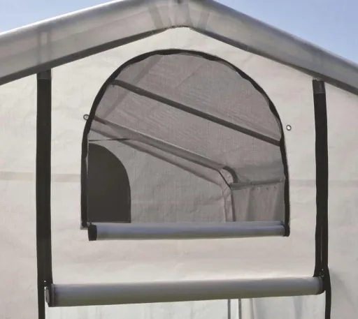 Greenhouse 4.32 m² White, 180×240 cm – Foil Greenhouse with Roll-Up Door & Ventilation, Weatherproof