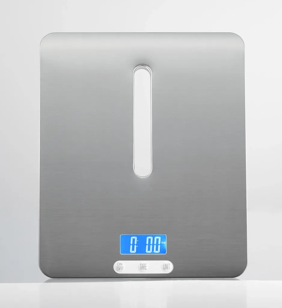 Kitchen scale, 20 kg, stainless steel with large illuminated display