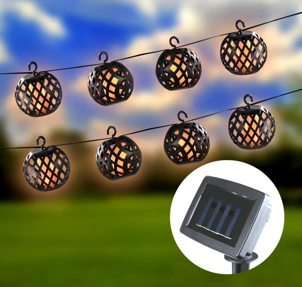 Solar LED fairy lights with realistic flame effect
