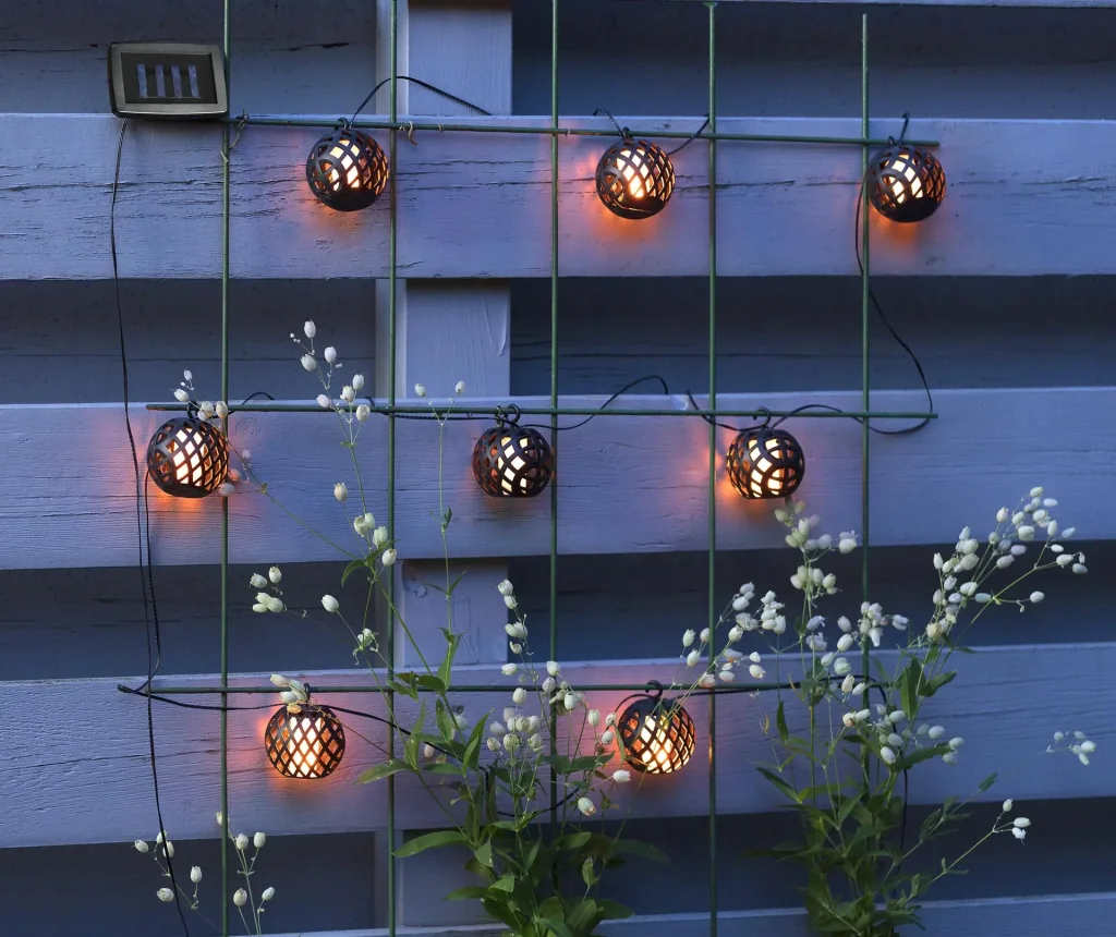 Solar LED fairy lights with realistic flame effect