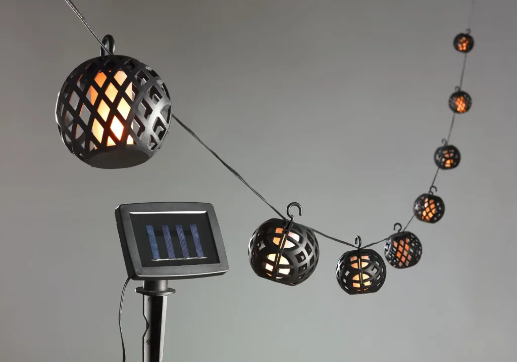 Solar LED fairy lights with realistic flame effect