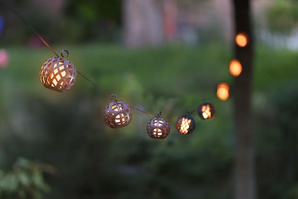 Solar LED fairy lights with realistic flame effect