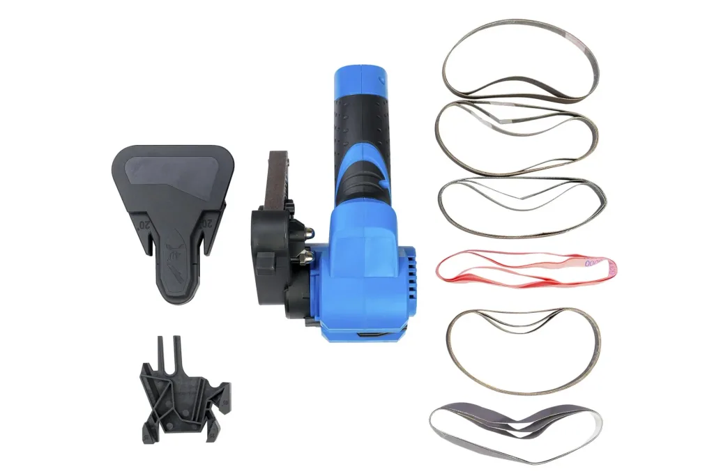 Cordless grinder and sharpener 7.2 Volt + 5-piece sanding belt set FREE