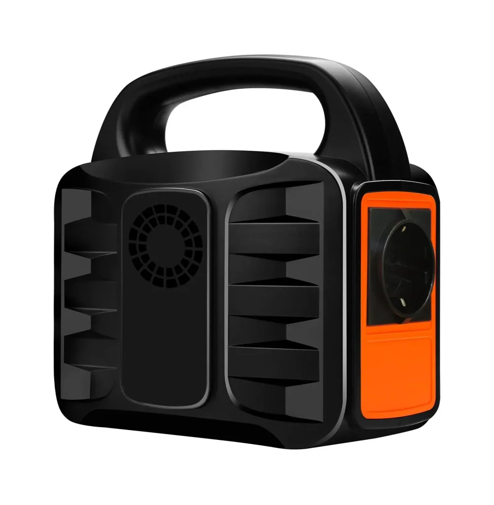Portable power station with solar panel and lamp