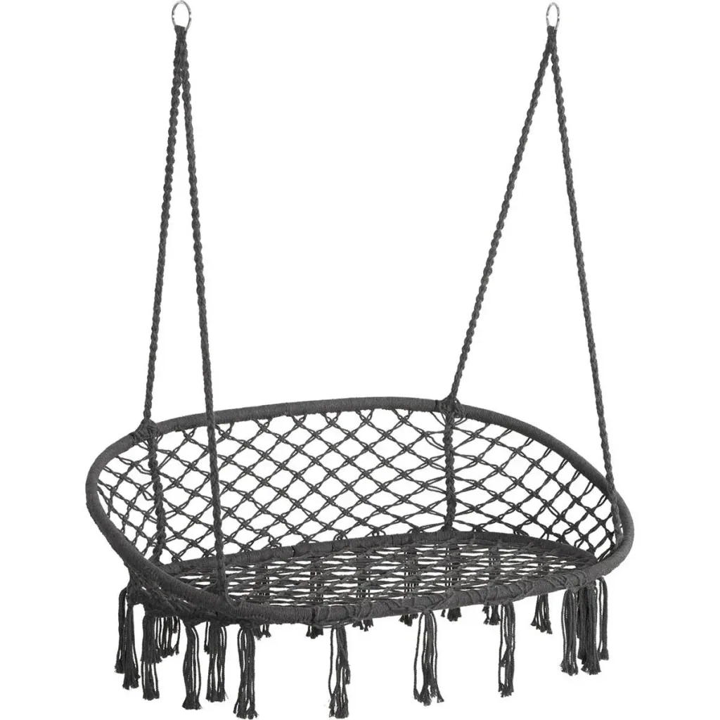 Hanging chair 2-person - Boho style - Grey - 130 x 70 x 35 cm