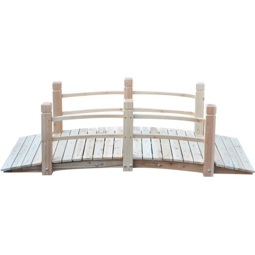 Garden bridge, wooden bridge, pond bridge, decorative bridge with railing up to 180 kg, natural fir wood, 152.5 x 67 x 48 cm