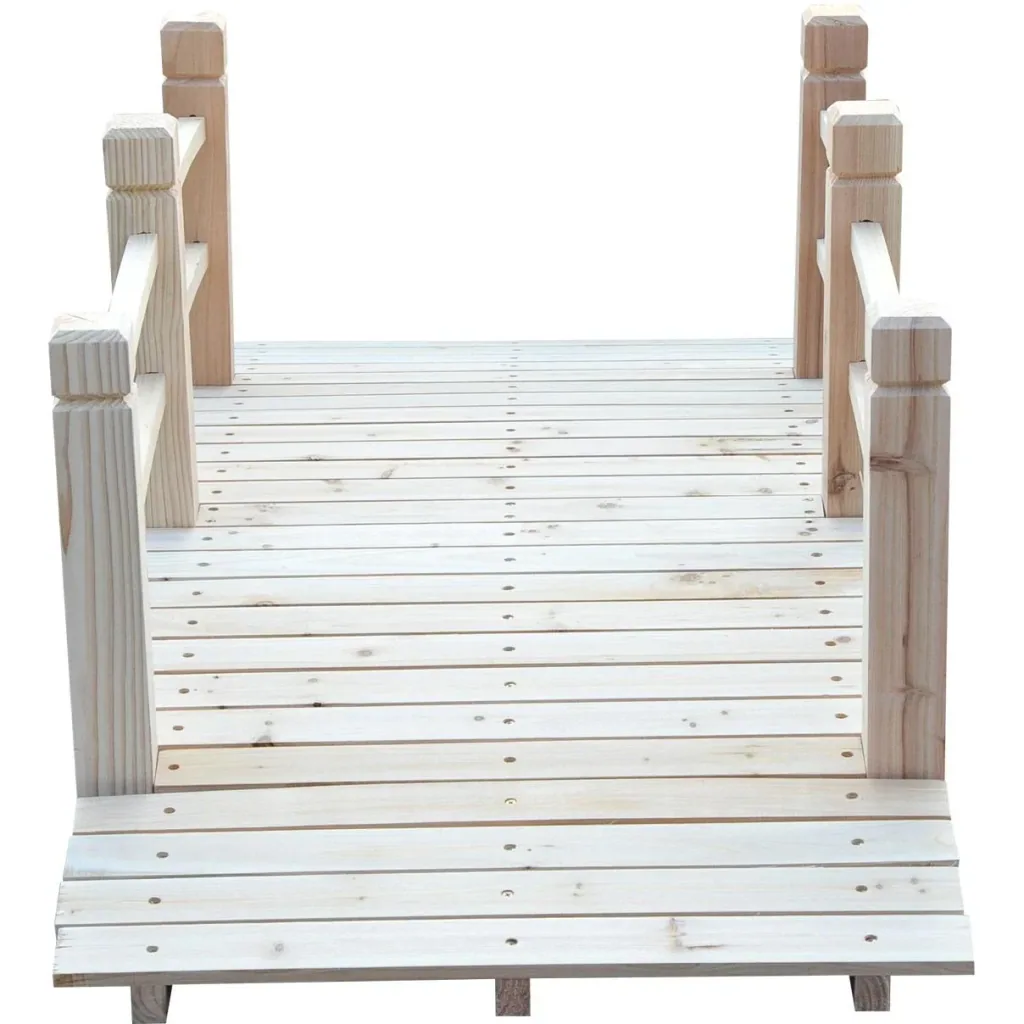 Garden bridge, wooden bridge, pond bridge, decorative bridge with railing up to 180 kg, natural fir wood, 152.5 x 67 x 48 cm