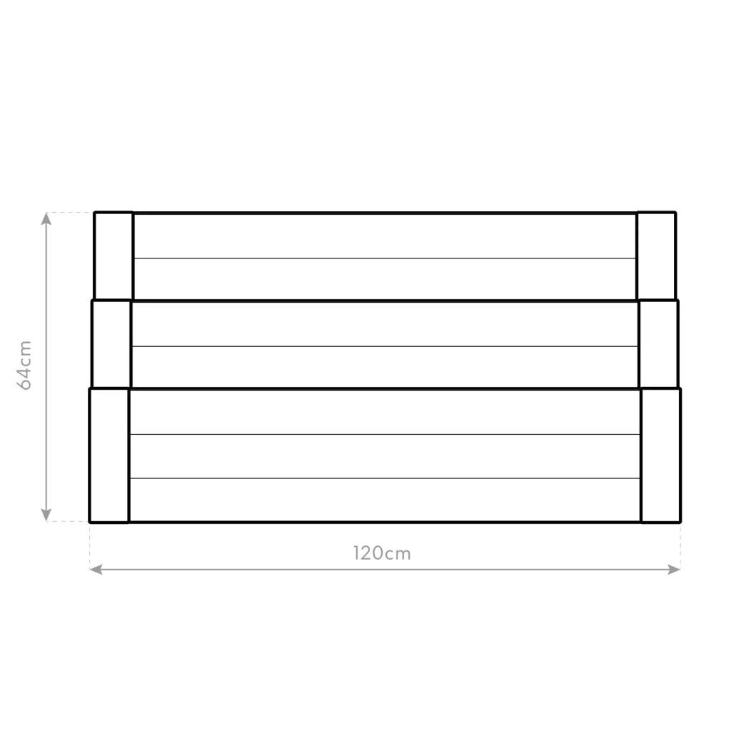 Westmann Raised Bed Anna, 120×76×64 cm, Natural – 3-Tier Wooden Staircase Raised Bed