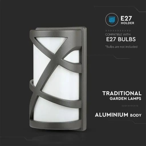 VT-745 Outdoor Wall Light - E27 Socket - Grey