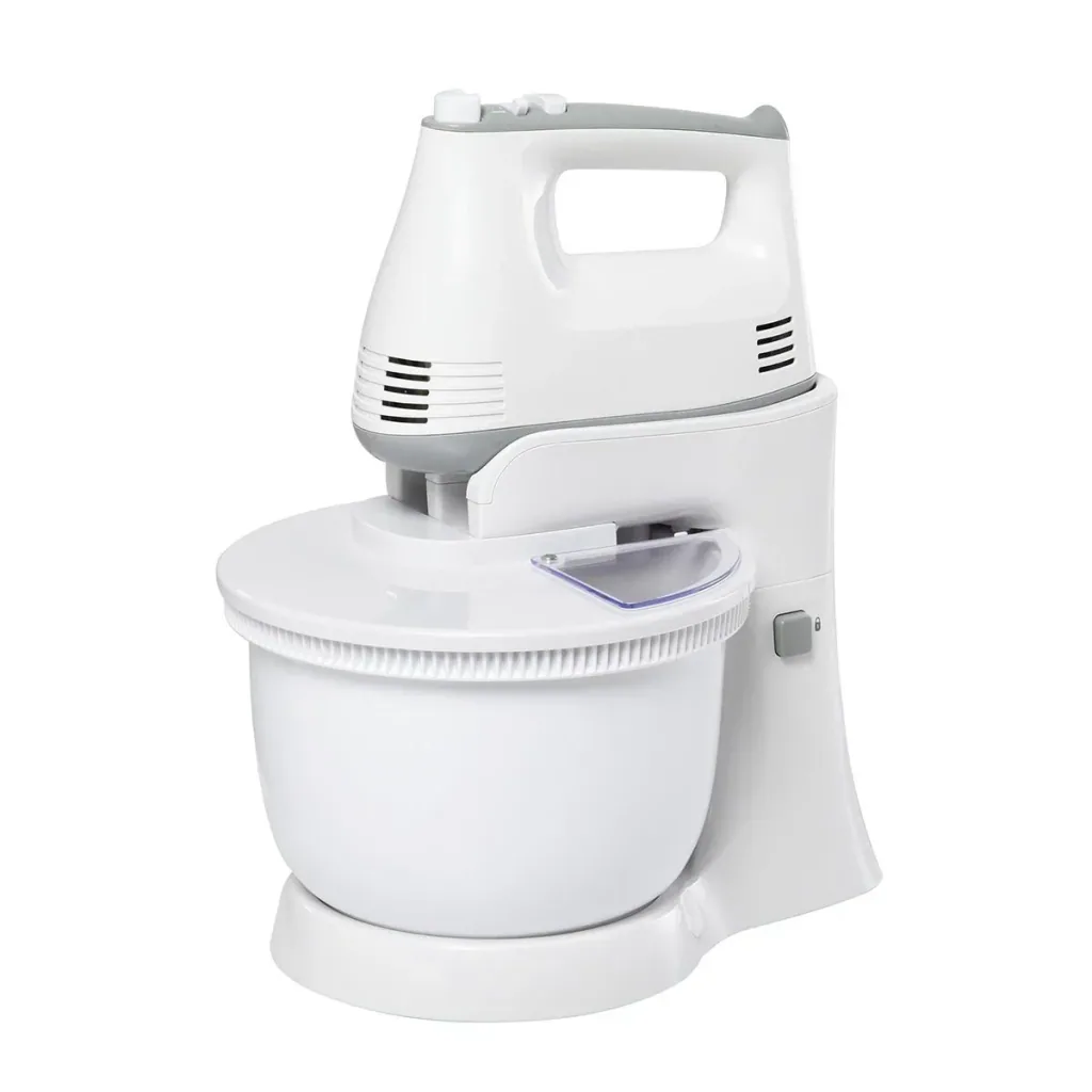 2 in 1 Hand Mixer Electric Hand Mixer Set with Table Stand 3.4 Liter Mixing Bowl 300W 6 Speeds inclusive