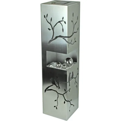 Column BIRDS ON BRANCH, made of stainless steel with solar lighting