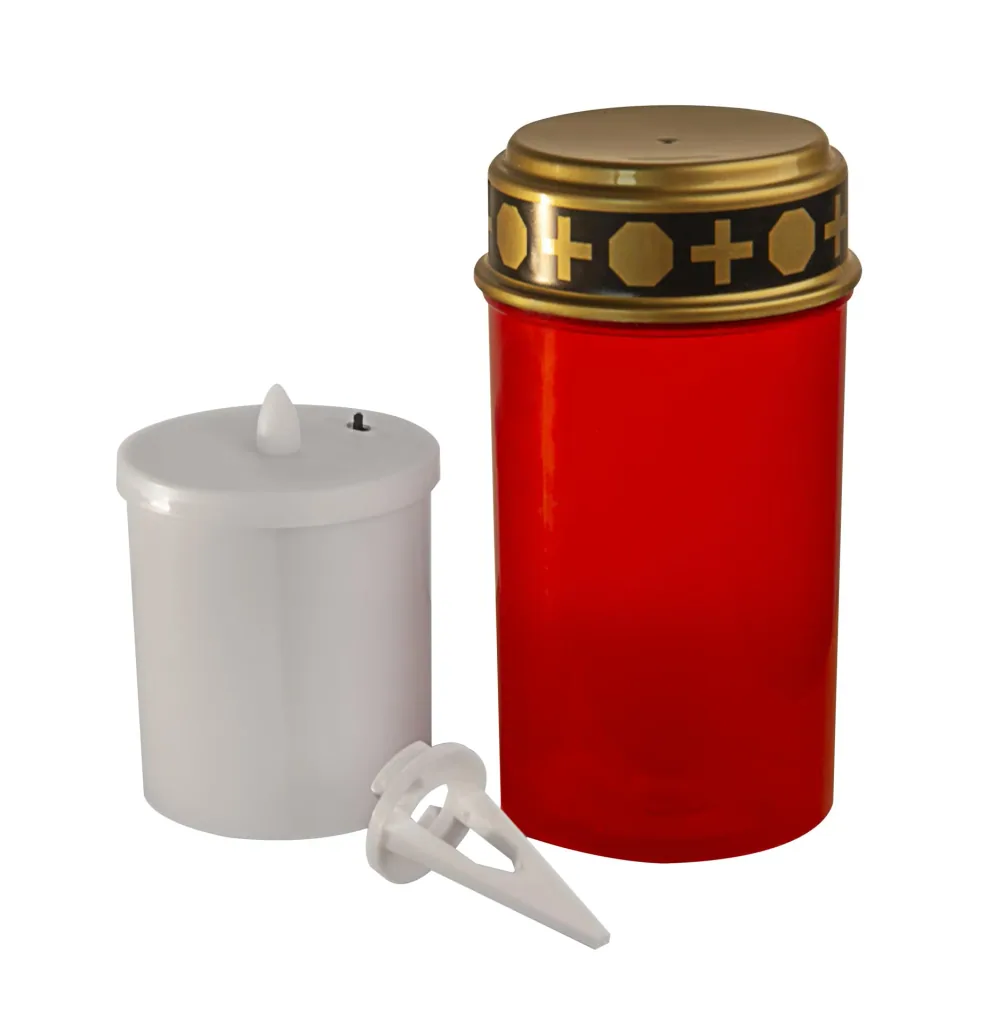 LED grave light red with flickering flame and timer