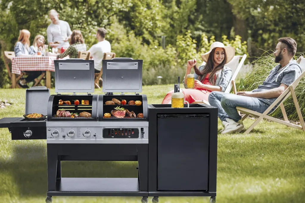 3 in 1 combo grill with beer cooler and tap system