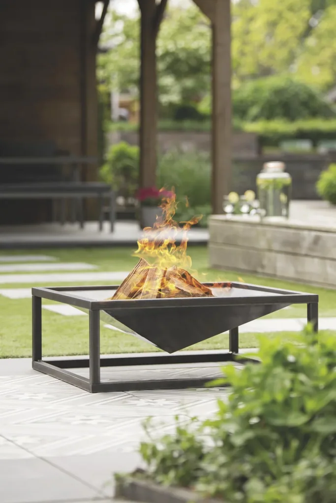 Fireplace Thor handmade metal fireplace in polished rust-colored steel size 110 cm
