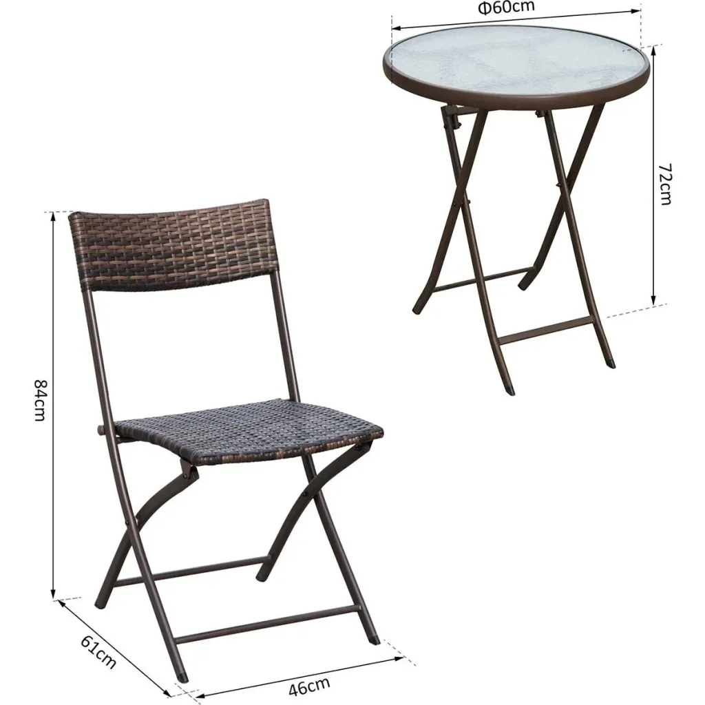 Polyrattan bistro set for 2 people brown