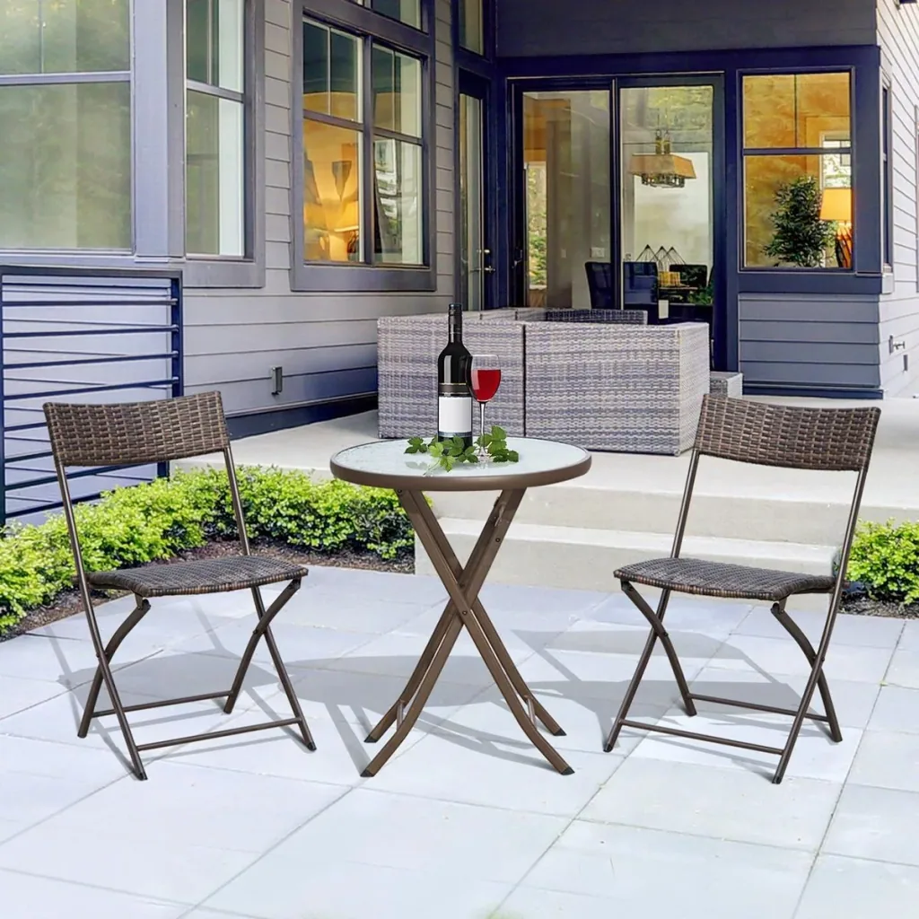 Polyrattan bistro set for 2 people brown
